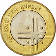 Индия, 2006, 10 рупий, Республика, биметалл в запайке-миниатюра